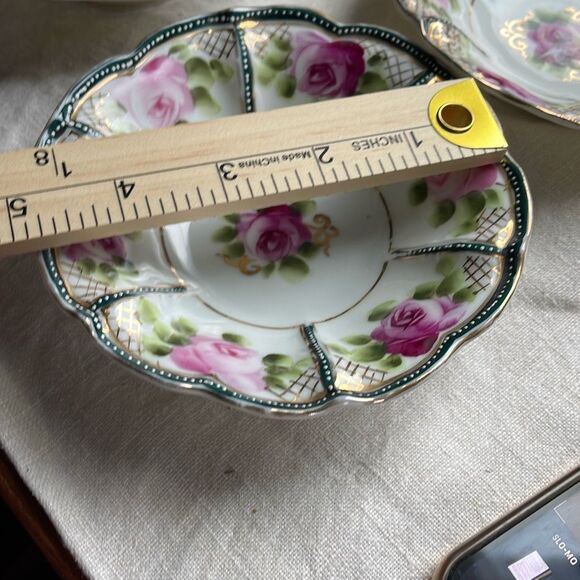 Antique Nippon hand-painted bowls either roses. Gold gilt 1891-1921 - Picture 4 of 8